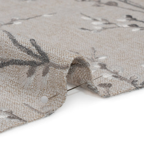 Embroidered Drapery Woven - Steel Prairie Willow - British Imported