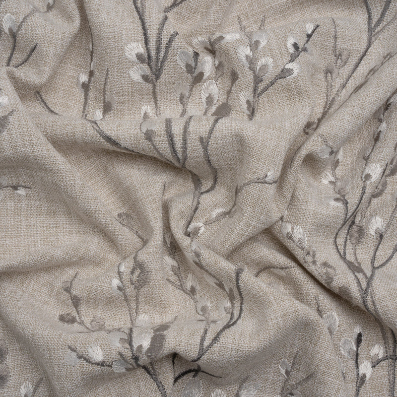 Embroidered Drapery Woven - Steel Prairie Willow - British Imported