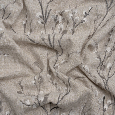 Embroidered Drapery Woven - Steel Prairie Willow - British Imported