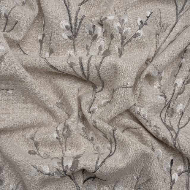 Embroidered Drapery Woven - Steel Prairie Willow - British Imported