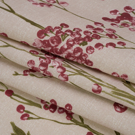 Cotton Canvas Print - Cranberry Berry Stems - British Imported