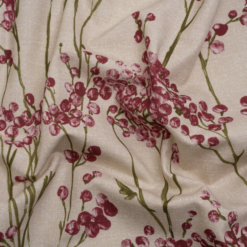 Cotton Canvas Print - Cranberry Berry Stems - British Imported