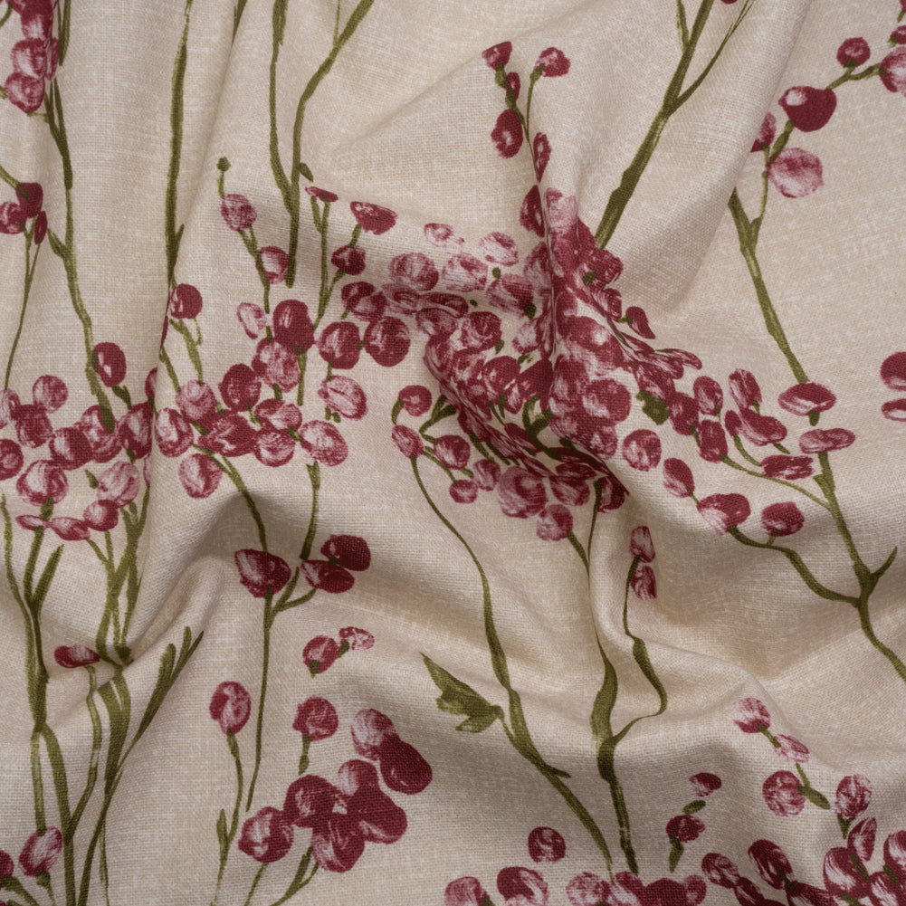 Cotton Canvas Print - Cranberry Berry Stems - British Imported