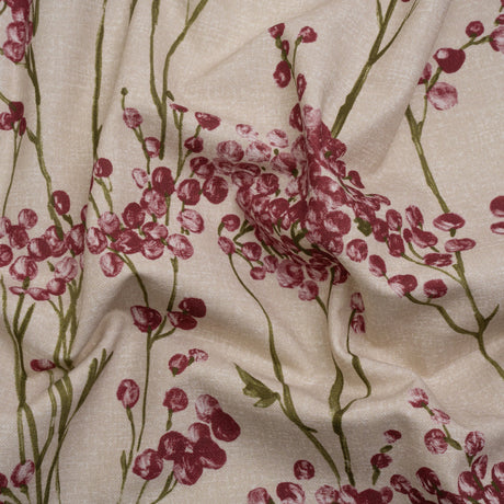 Cotton Canvas Print - Cranberry Berry Stems - British Imported