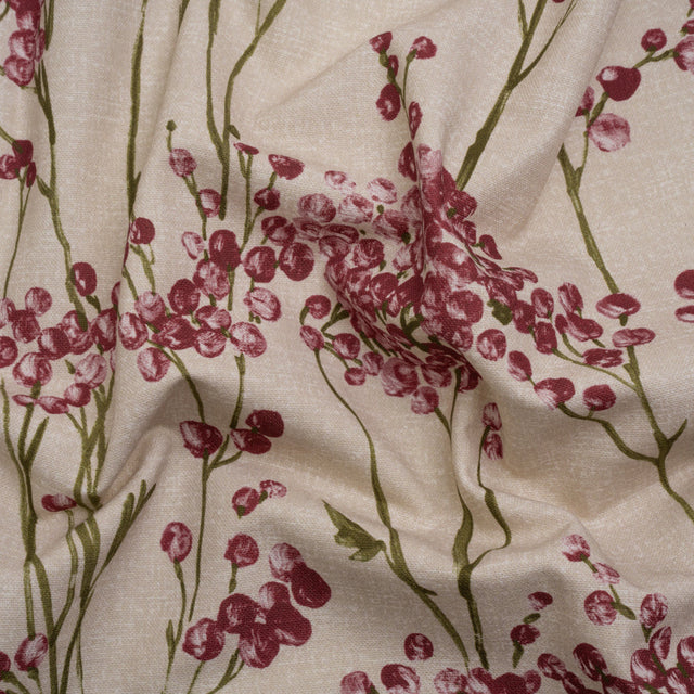 Cotton Canvas Print - Cranberry Berry Stems - British Imported