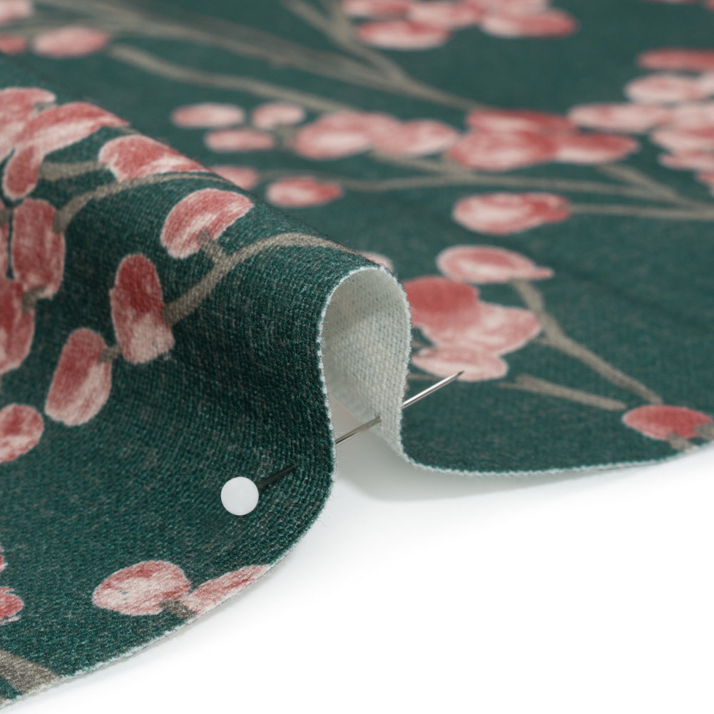 Cotton Canvas Print - Peacock Berry Stems - British Imported