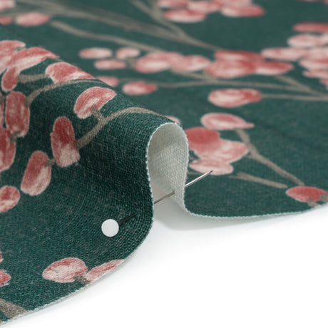 Cotton Canvas Print - Peacock Berry Stems - British Imported