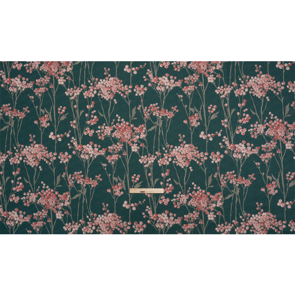 Cotton Canvas Print - Peacock Berry Stems - British Imported
