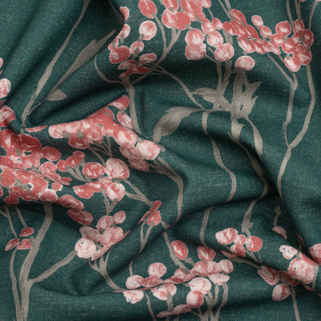 Cotton Canvas Print - Peacock Berry Stems - British Imported