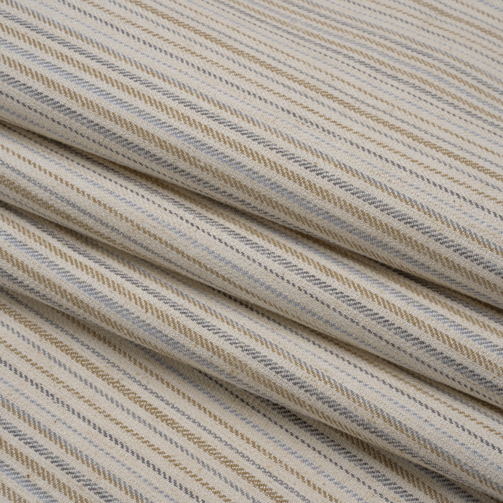 Polyester and Cotton Twill - Chambray Barcode Stripes - British Imported