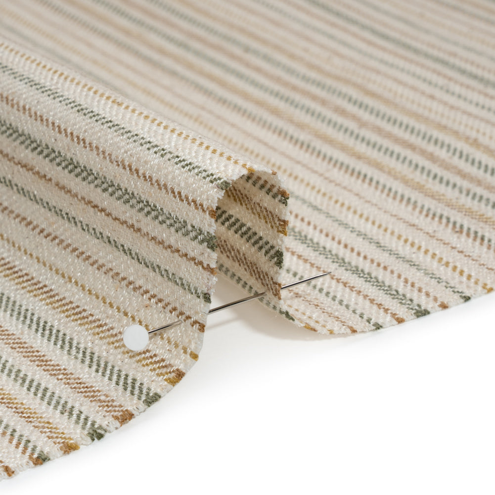 Polyester and Cotton Twill - Moss Barcode Stripes - British Imported