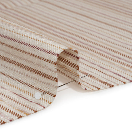 Polyester and Cotton Twill - Persimmon Barcode Stripes - British Imported