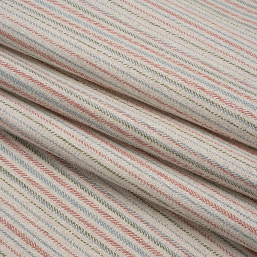 Polyester and Cotton Twill - Rosewood Barcode Stripes - British Imported