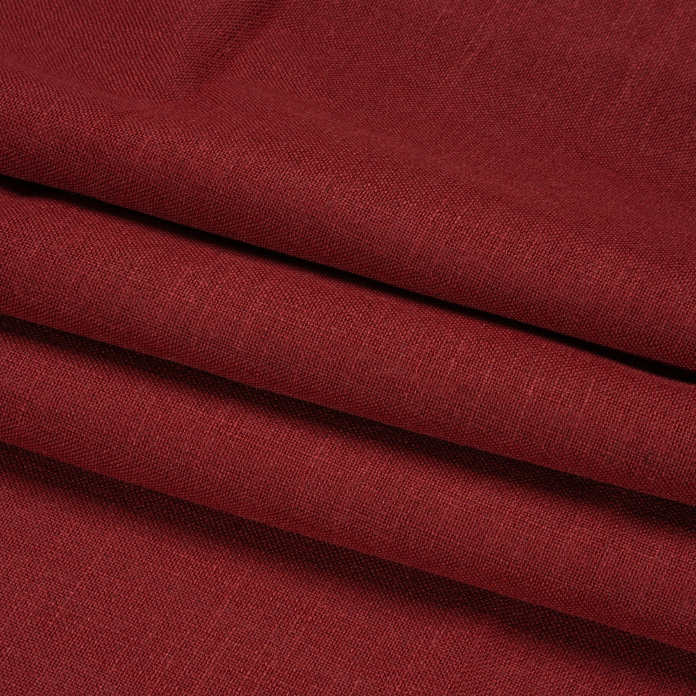 Linen, Viscose and Polyester Woven - Dark Cranberry - British Imported