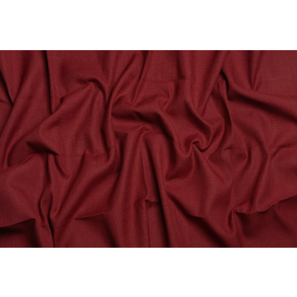 Linen, Viscose and Polyester Woven - Dark Cranberry - British Imported