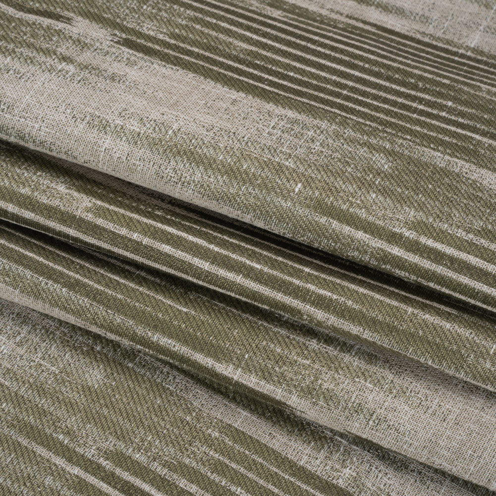 Drapery Jacquard - Moss Ikat Stripes - British Imported