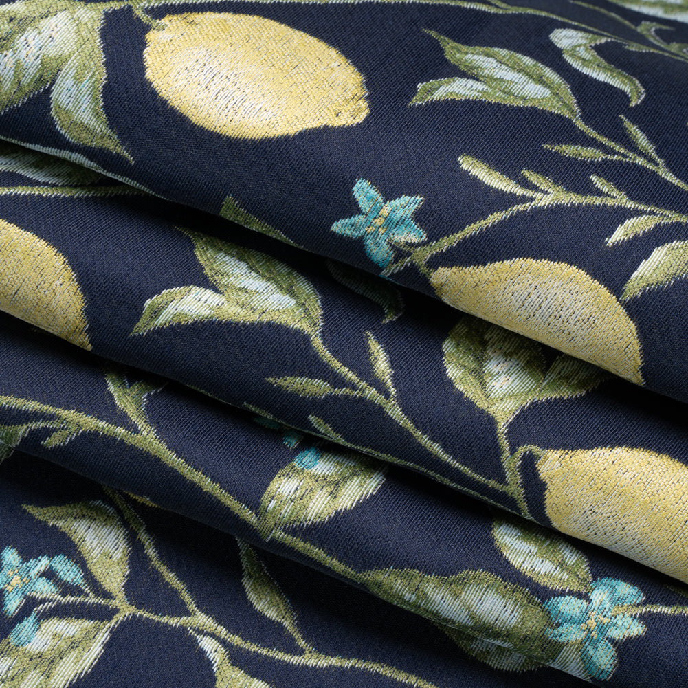 Drapery Jacquard - Ink Lemon Trees - British Imported
