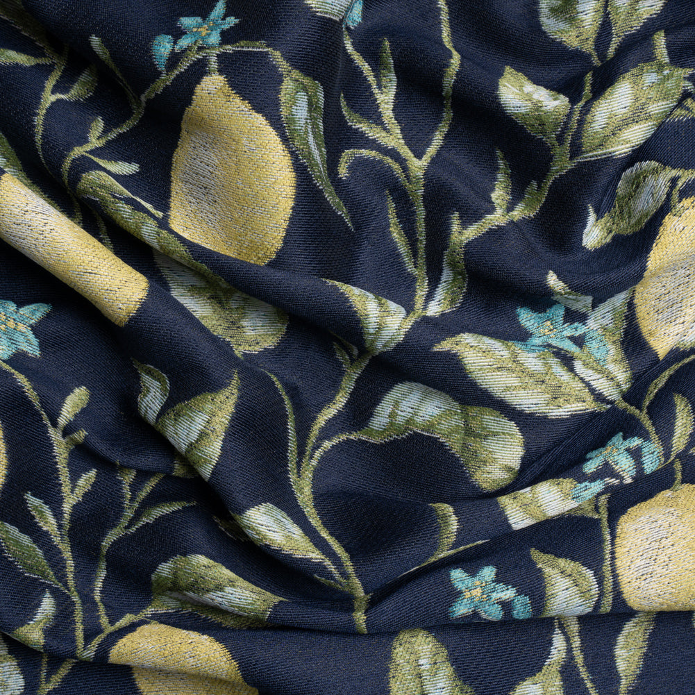 Drapery Jacquard - Ink Lemon Trees - British Imported