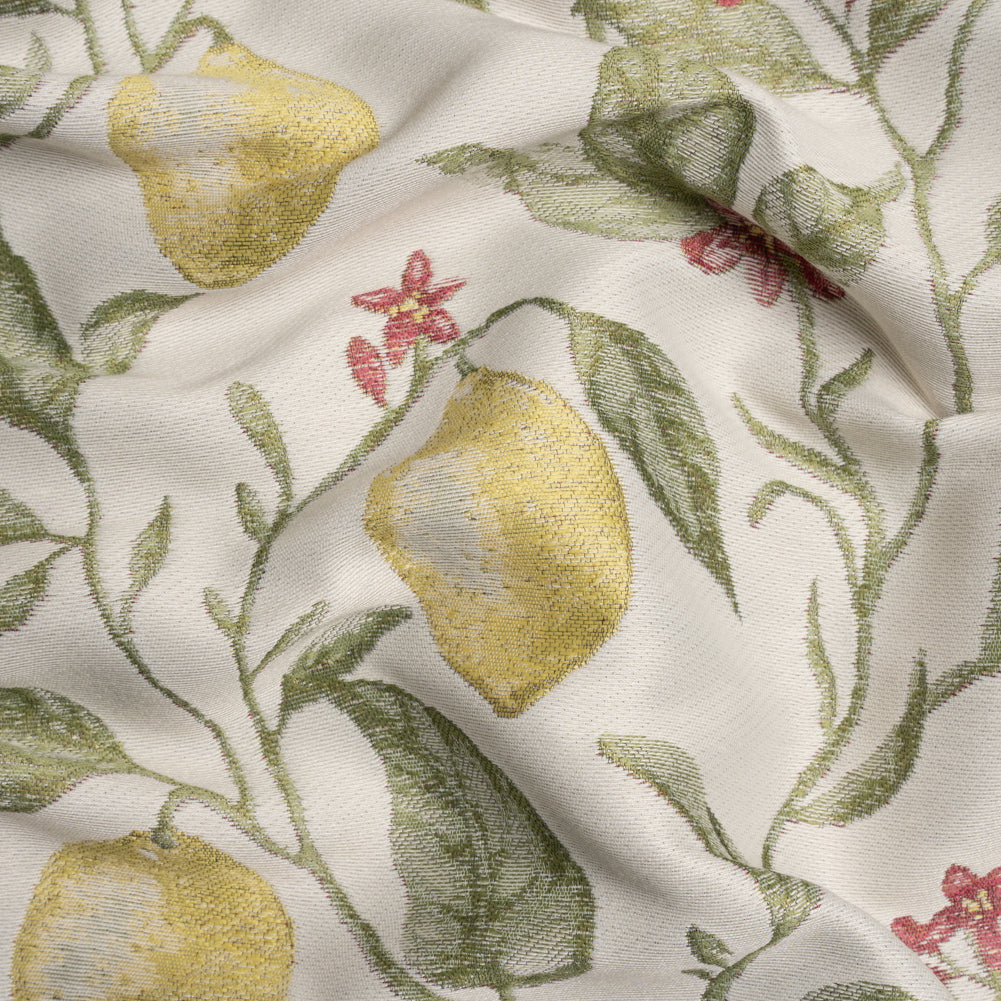 Drapery Jacquard - Lemon Yellow Lemon Trees - British Imported
