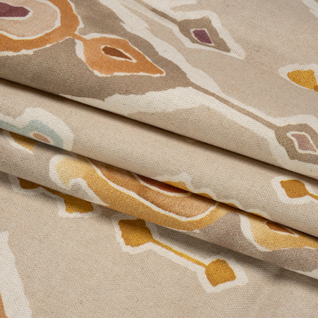 Cotton and Linen Canvas Print - Terracotta Painted Diamonds - British Imported