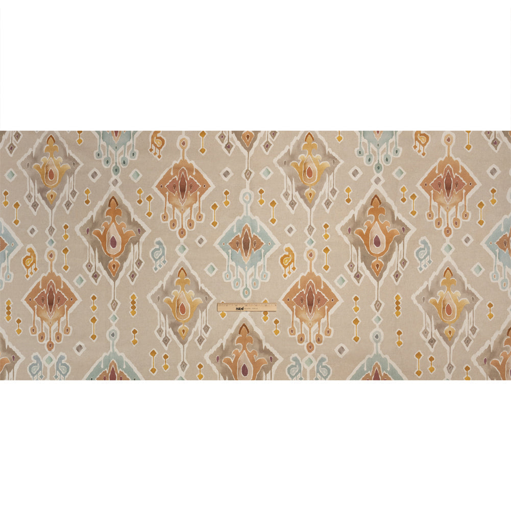 Cotton and Linen Canvas Print - Terracotta Painted Diamonds - British Imported