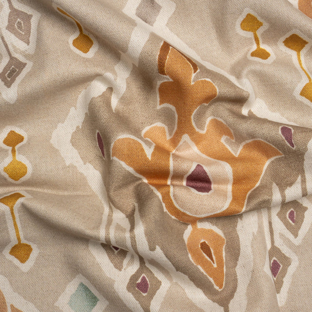 Cotton and Linen Canvas Print - Terracotta Painted Diamonds - British Imported