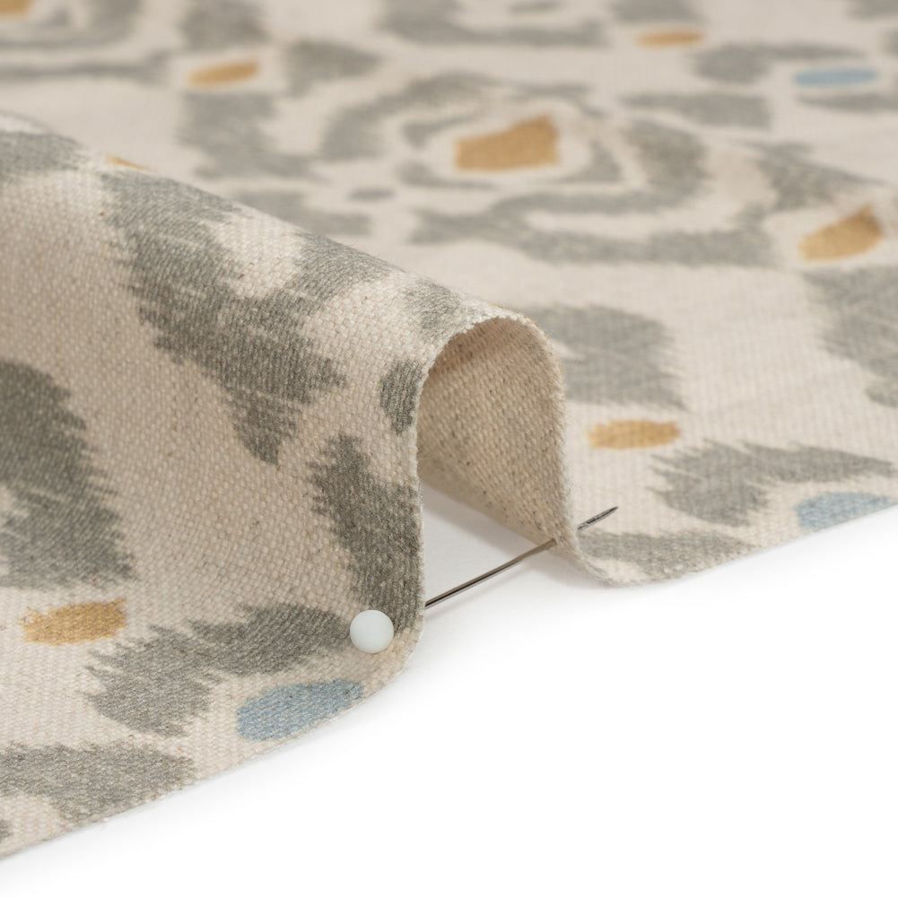 Cotton and Linen Canvas Print - Gold Ikat Geometries - British Imported