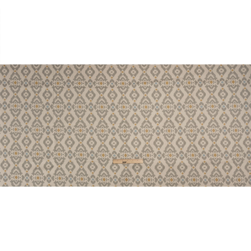 Cotton and Linen Canvas Print - Gold Ikat Geometries - British Imported