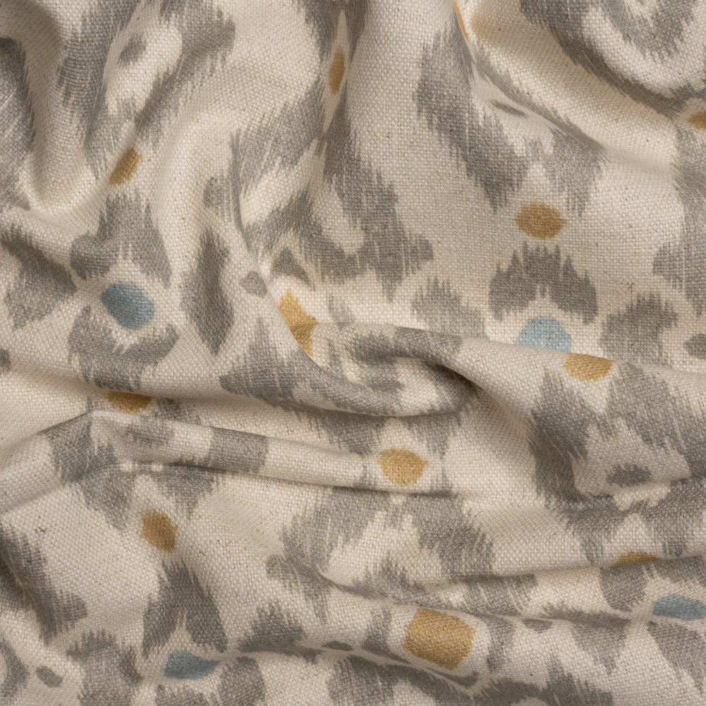 Cotton and Linen Canvas Print - Gold Ikat Geometries - British Imported