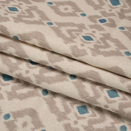 Cotton and Linen Canvas Print - Indigo Ikat Geometries - British Imported