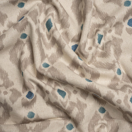 Cotton and Linen Canvas Print - Indigo Ikat Geometries - British Imported