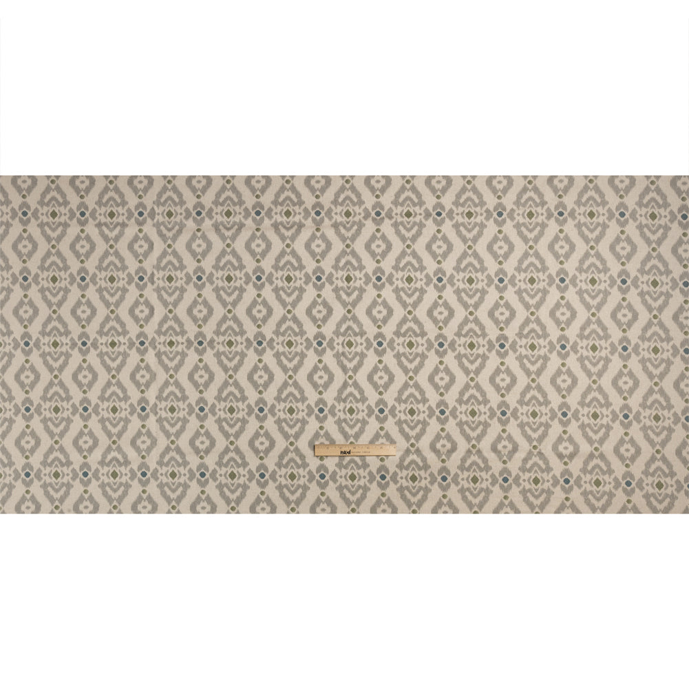 Cotton and Linen Canvas Print - Olive Ikat Geometries - British Imported