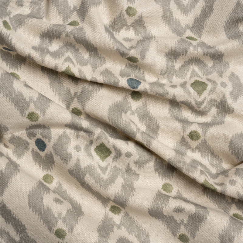 Cotton and Linen Canvas Print - Olive Ikat Geometries - British Imported