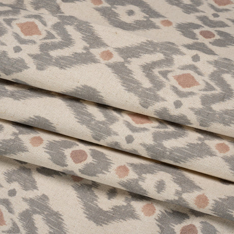 Cotton and Linen Canvas Print - Rose Ikat Geometries - British Imported