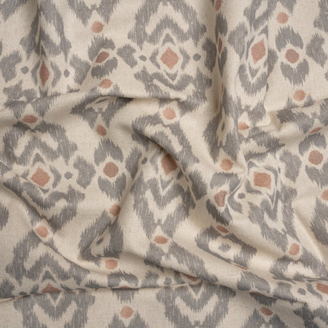 Cotton and Linen Canvas Print - Rose Ikat Geometries - British Imported