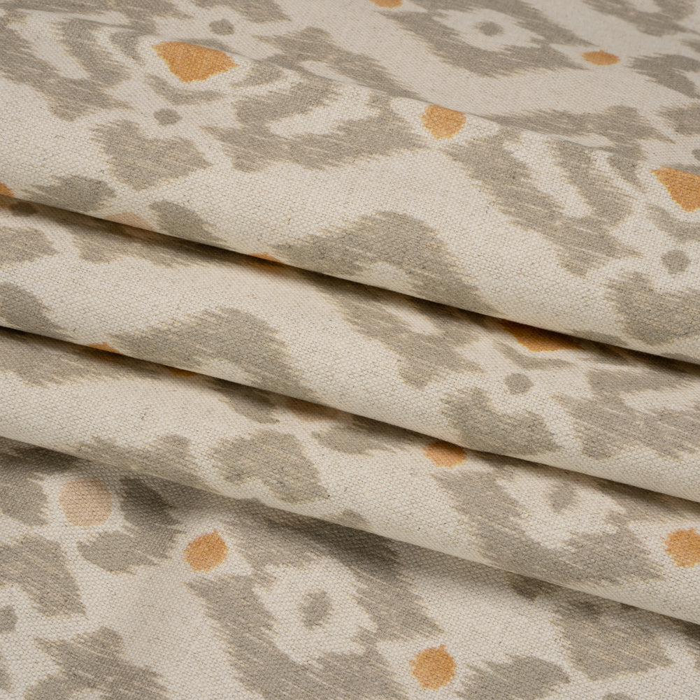Cotton and Linen Canvas Print - Terracotta Ikat Geometries - British Imported
