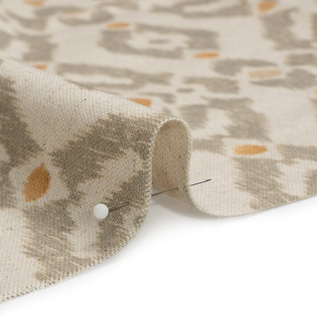 Cotton and Linen Canvas Print - Terracotta Ikat Geometries - British Imported