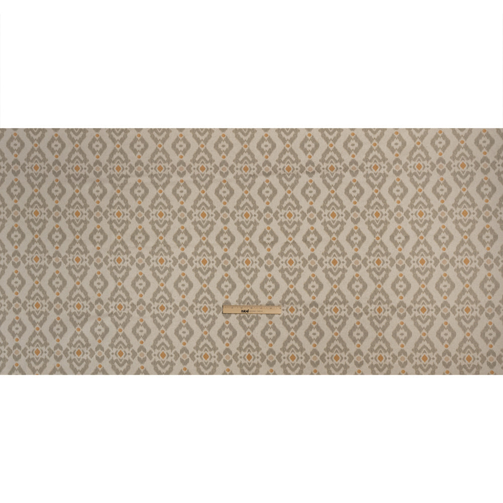 Cotton and Linen Canvas Print - Terracotta Ikat Geometries - British Imported