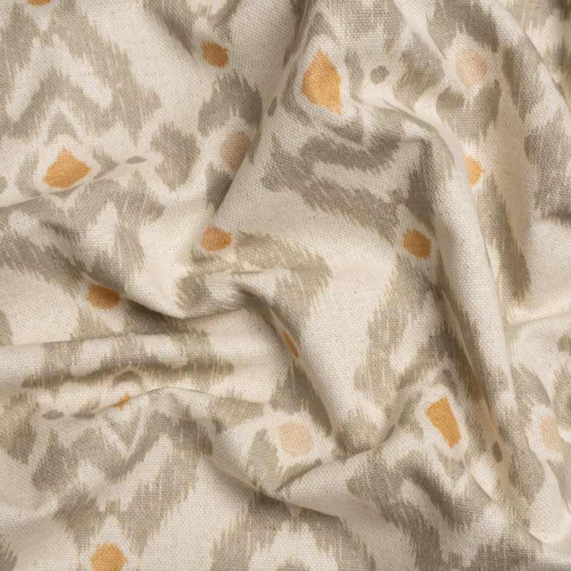 Cotton and Linen Canvas Print - Terracotta Ikat Geometries - British Imported