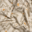 Cotton and Linen Canvas Print - Terracotta Ikat Geometries - British Imported