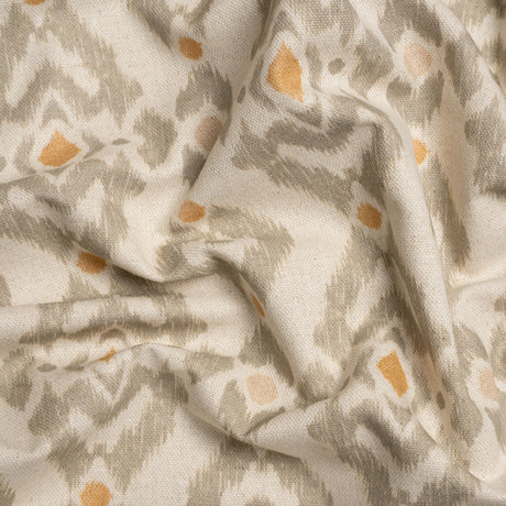 Cotton and Linen Canvas Print - Terracotta Ikat Geometries - British Imported
