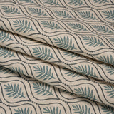 Cotton and Linen Canvas Print - Indigo Leaf Motif - British Imported