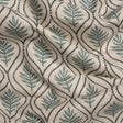 Cotton and Linen Canvas Print - Indigo Leaf Motif - British Imported