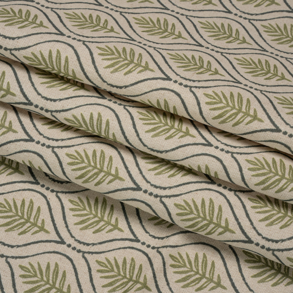 Cotton and Linen Canvas Print - Olive Leaf Motif - British Imported