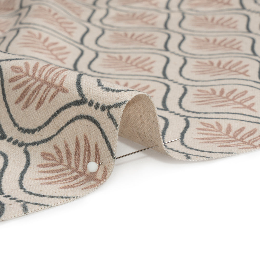 Cotton and Linen Canvas Print - Rose Leaf Motif - British Imported