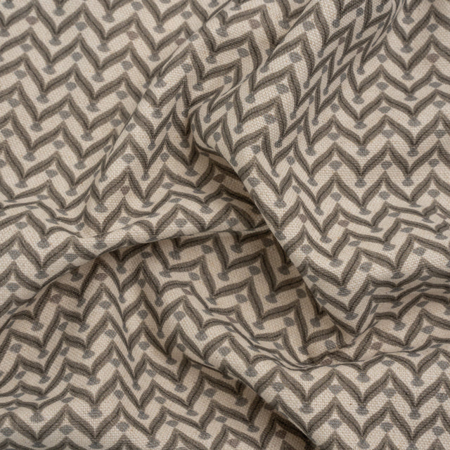 Cotton and Linen Canvas Print - Smoke Leafy Chevrons - British Imported