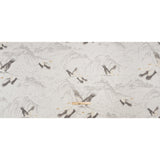 Viscose and Linen Drapery Woven Print - Silver Cranes in the Clouds - British Imported