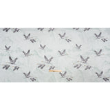 Embroidered Cotton and Polyester Drapery Jacquard - Duckegg Cranes in the Clouds - British Imported