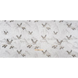 Embroidered Cotton and Polyester Drapery Jacquard - Silver Cranes in the Clouds - British Imported