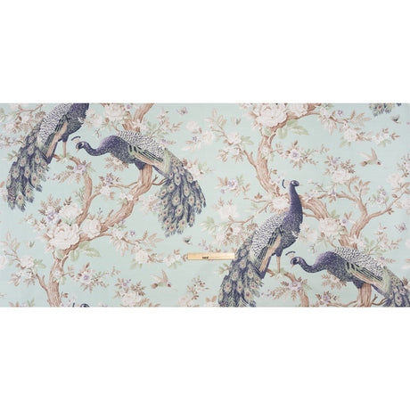 Cotton Canvas Print - Duckegg Peacocks in the Trees - British Imported